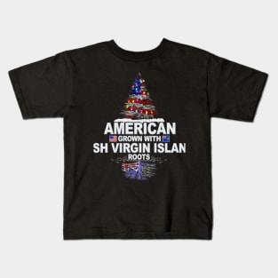 Christmas Tree  American Grown With British Virgin Islanders Roots - Gift for British Virgin Islanders From British Virgin Islands Kids T-Shirt